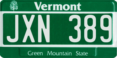VT license plate JXN389