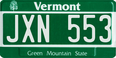 VT license plate JXN553