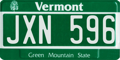 VT license plate JXN596
