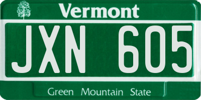 VT license plate JXN605