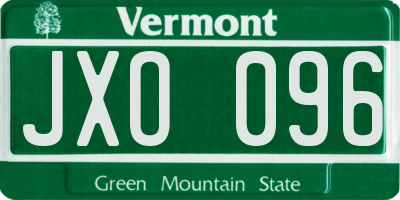 VT license plate JXO096