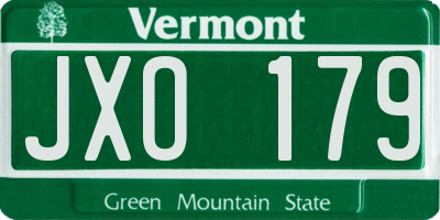 VT license plate JXO179