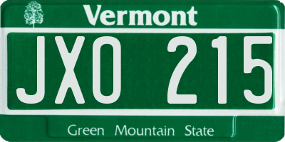VT license plate JXO215