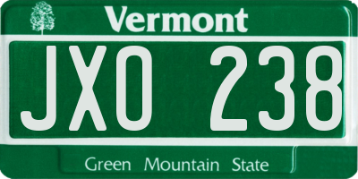 VT license plate JXO238