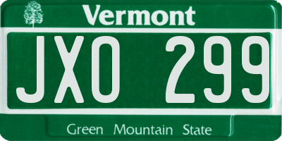 VT license plate JXO299