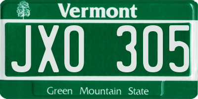 VT license plate JXO305
