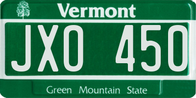 VT license plate JXO450
