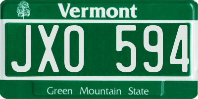 VT license plate JXO594