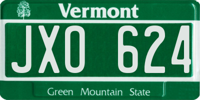 VT license plate JXO624