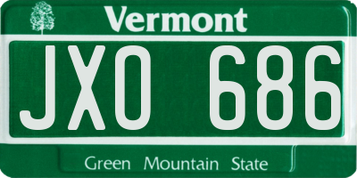VT license plate JXO686