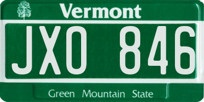 VT license plate JXO846