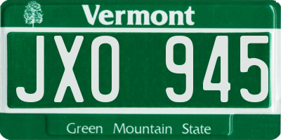 VT license plate JXO945
