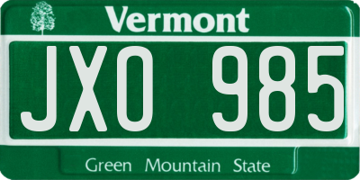 VT license plate JXO985