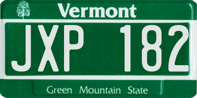 VT license plate JXP182