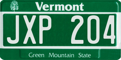 VT license plate JXP204