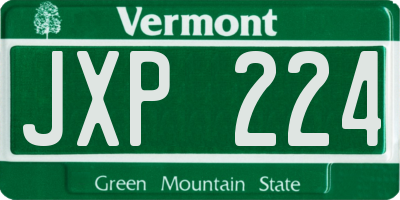VT license plate JXP224