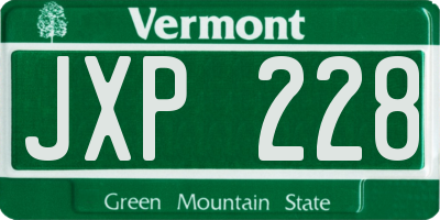 VT license plate JXP228