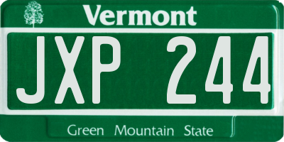 VT license plate JXP244