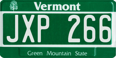 VT license plate JXP266