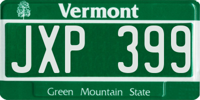 VT license plate JXP399