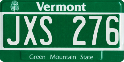 VT license plate JXS276