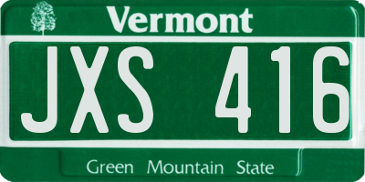 VT license plate JXS416