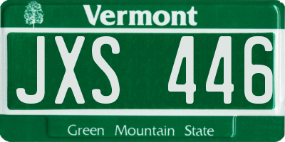 VT license plate JXS446