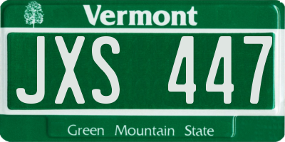 VT license plate JXS447