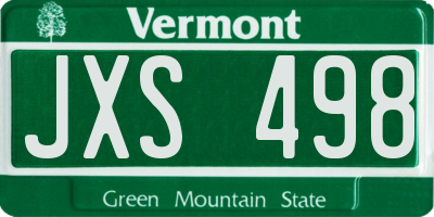 VT license plate JXS498
