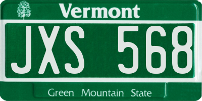 VT license plate JXS568