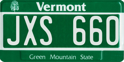 VT license plate JXS660