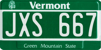 VT license plate JXS667