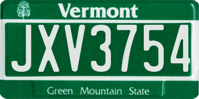 VT license plate JXV3754