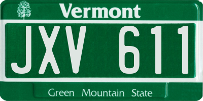 VT license plate JXV611