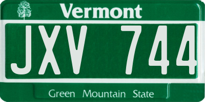 VT license plate JXV744