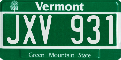 VT license plate JXV931