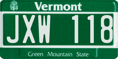 VT license plate JXW118