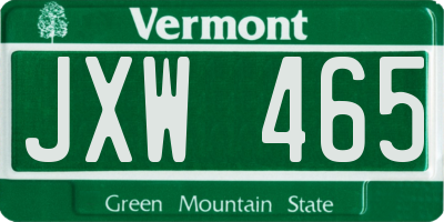 VT license plate JXW465