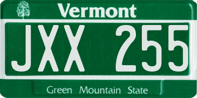 VT license plate JXX255