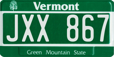 VT license plate JXX867