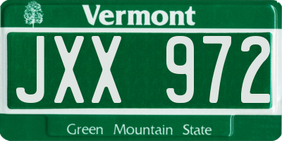 VT license plate JXX972