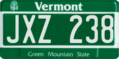 VT license plate JXZ238