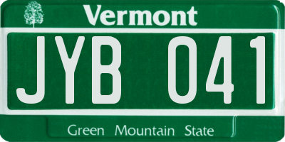 VT license plate JYB041