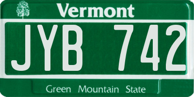 VT license plate JYB742