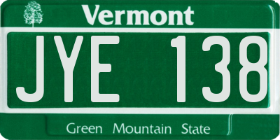 VT license plate JYE138