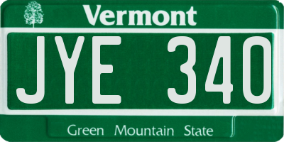 VT license plate JYE340
