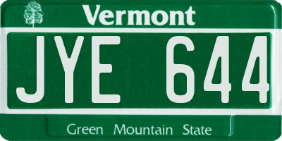 VT license plate JYE644