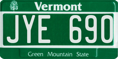 VT license plate JYE690
