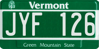 VT license plate JYF126