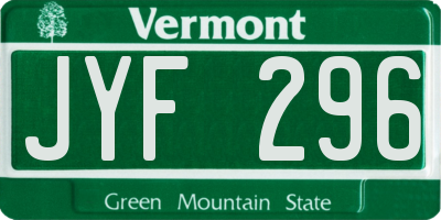 VT license plate JYF296